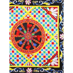 Multicolor Square Cushion with All-Over Graphic Print in Cotton Home