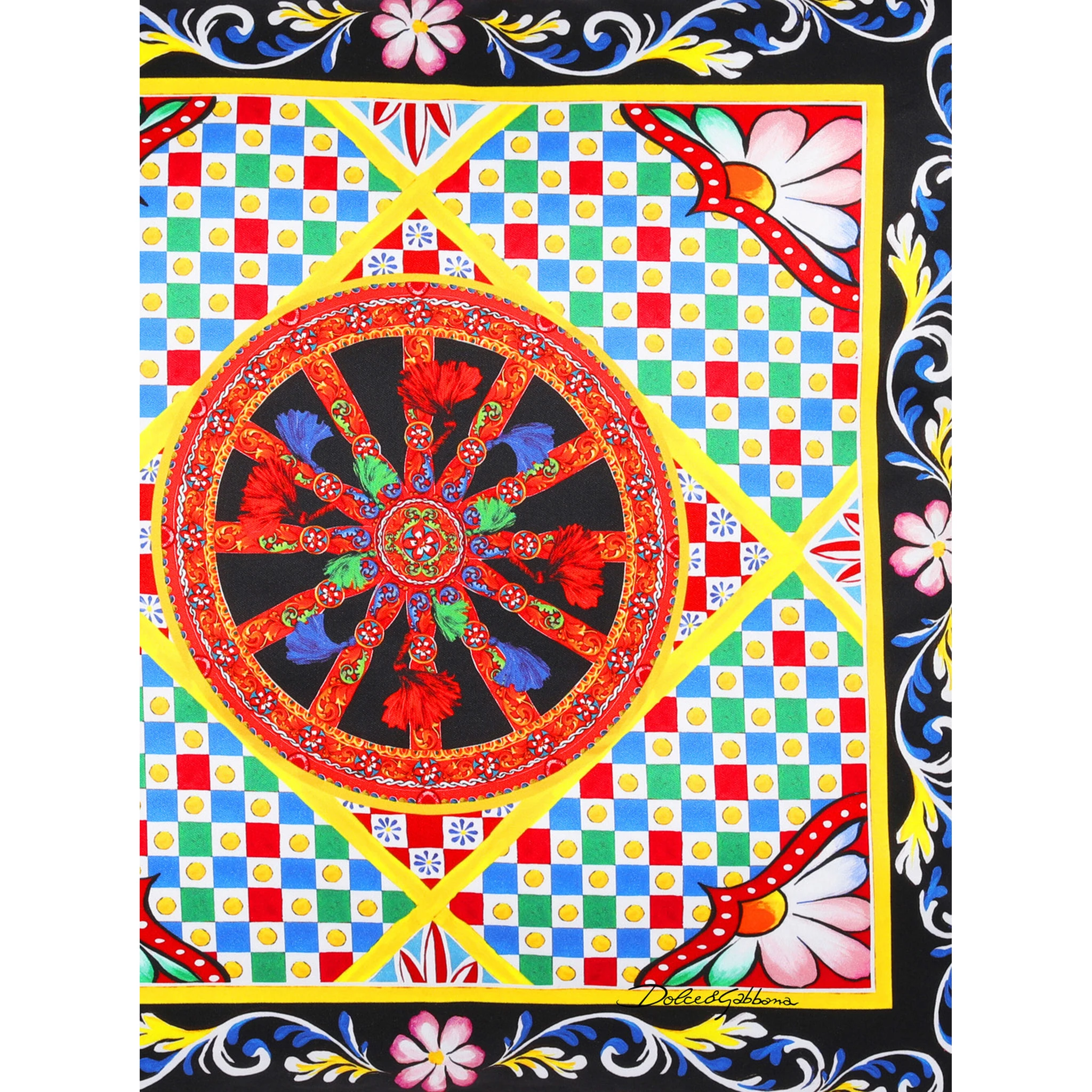 Multicolor Square Cushion with All-Over Graphic Print in Cotton Home