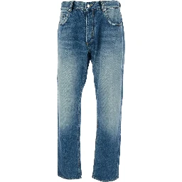 Kanye Light-Blue 5-Pocket Jeans with Logo Patch in Cotton Denim Man