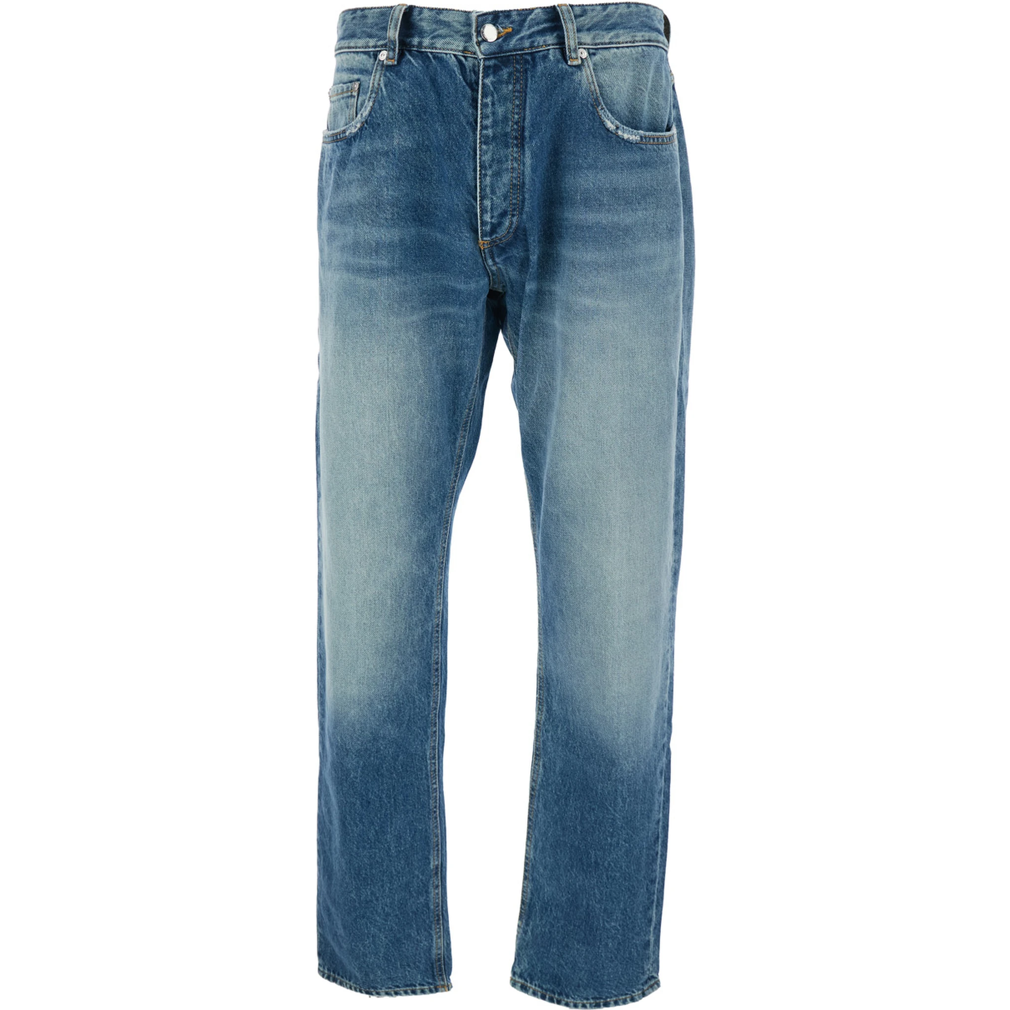 Kanye Light-Blue 5-Pocket Jeans with Logo Patch in Cotton Denim Man