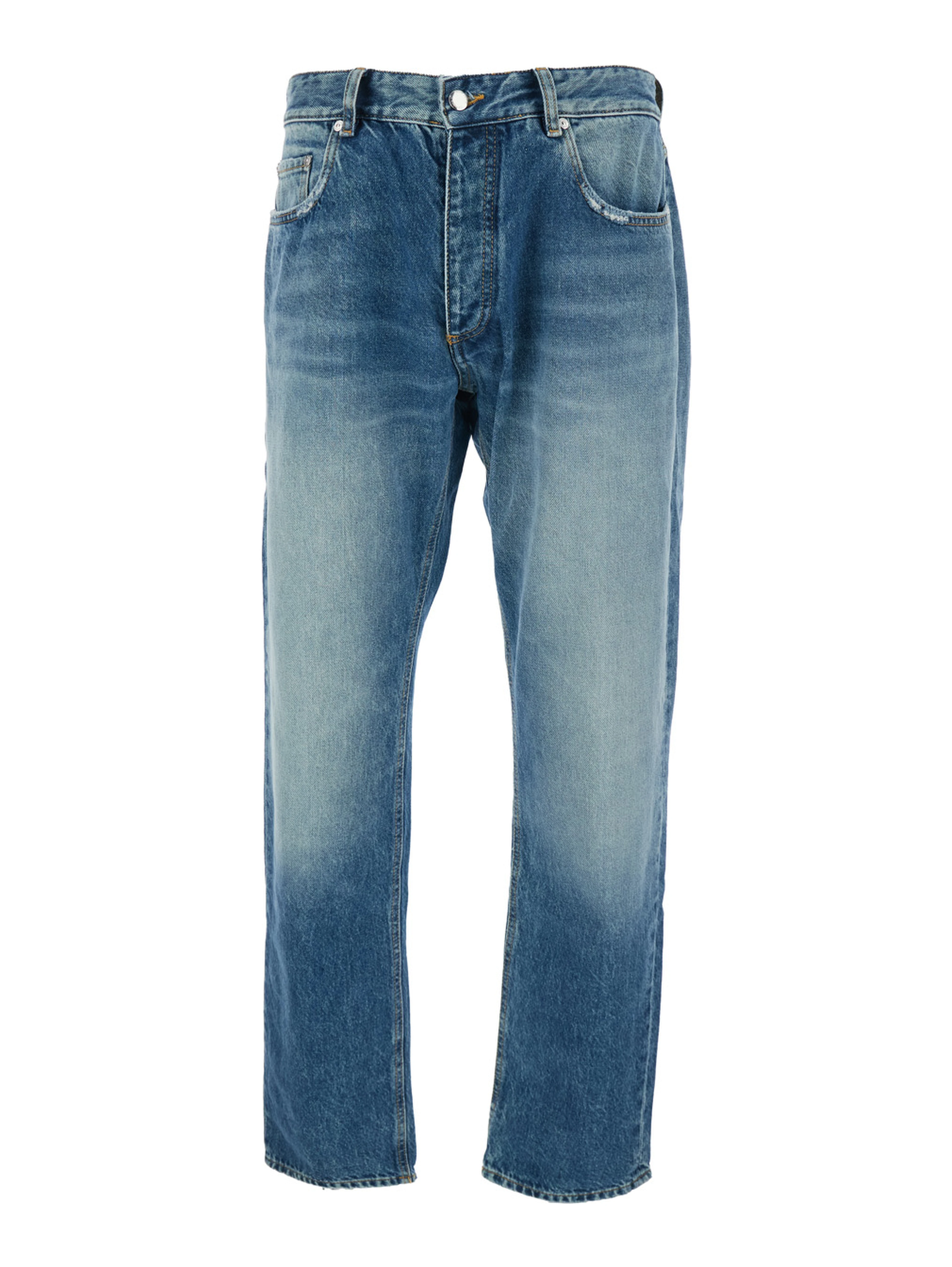 Kanye Light-Blue 5-Pocket Jeans with Logo Patch in Cotton Denim Man