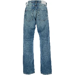 Kanye Light-Blue 5-Pocket Jeans with Logo Patch in Cotton Denim Man