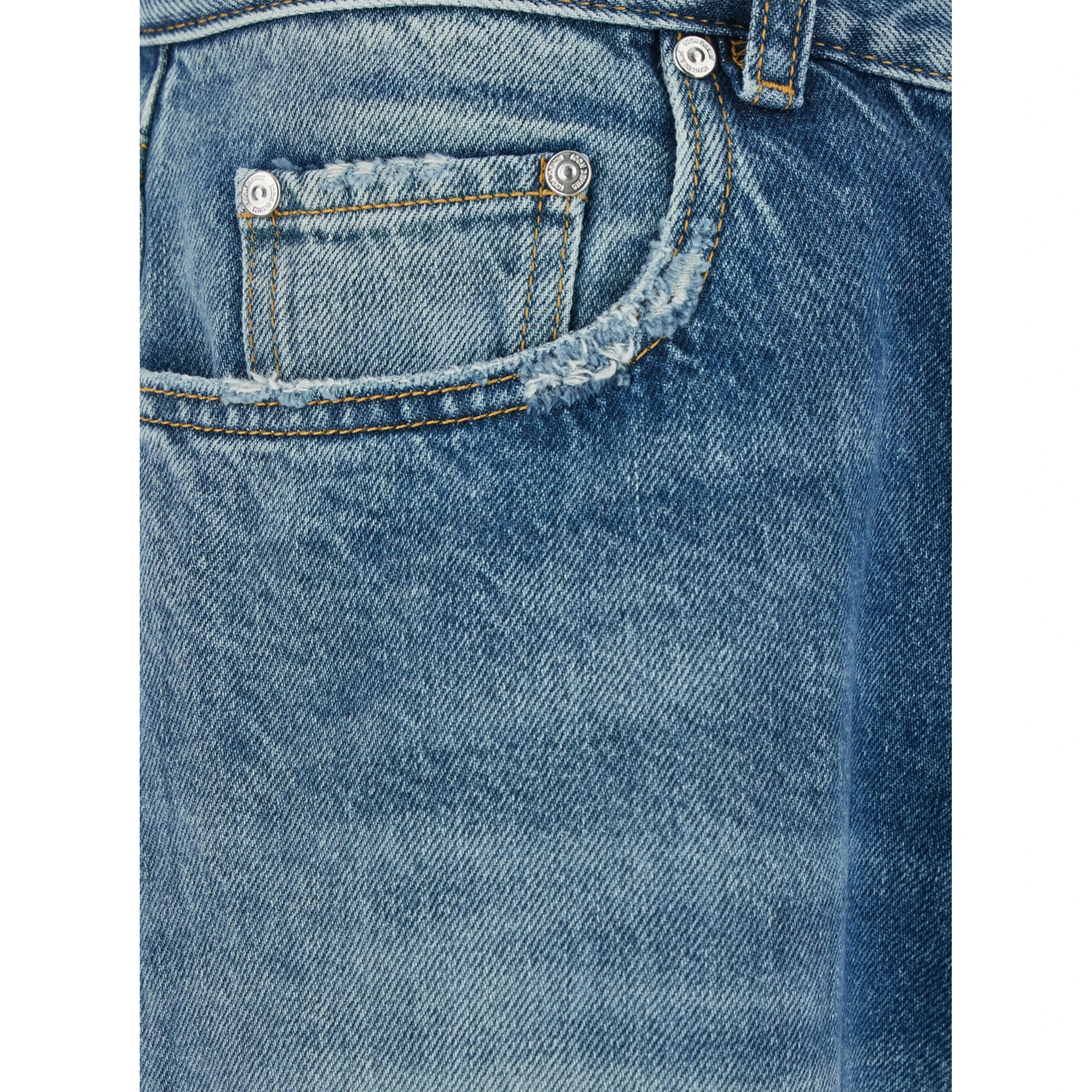 Kanye Light-Blue 5-Pocket Jeans with Logo Patch in Cotton Denim Man
