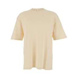 Le T-Shirt Fino Beige T-Shirt with Logo Lettering on the Front in Cotton Man