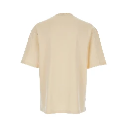 Le T-Shirt Fino Beige T-Shirt with Logo Lettering on the Front in Cotton Man