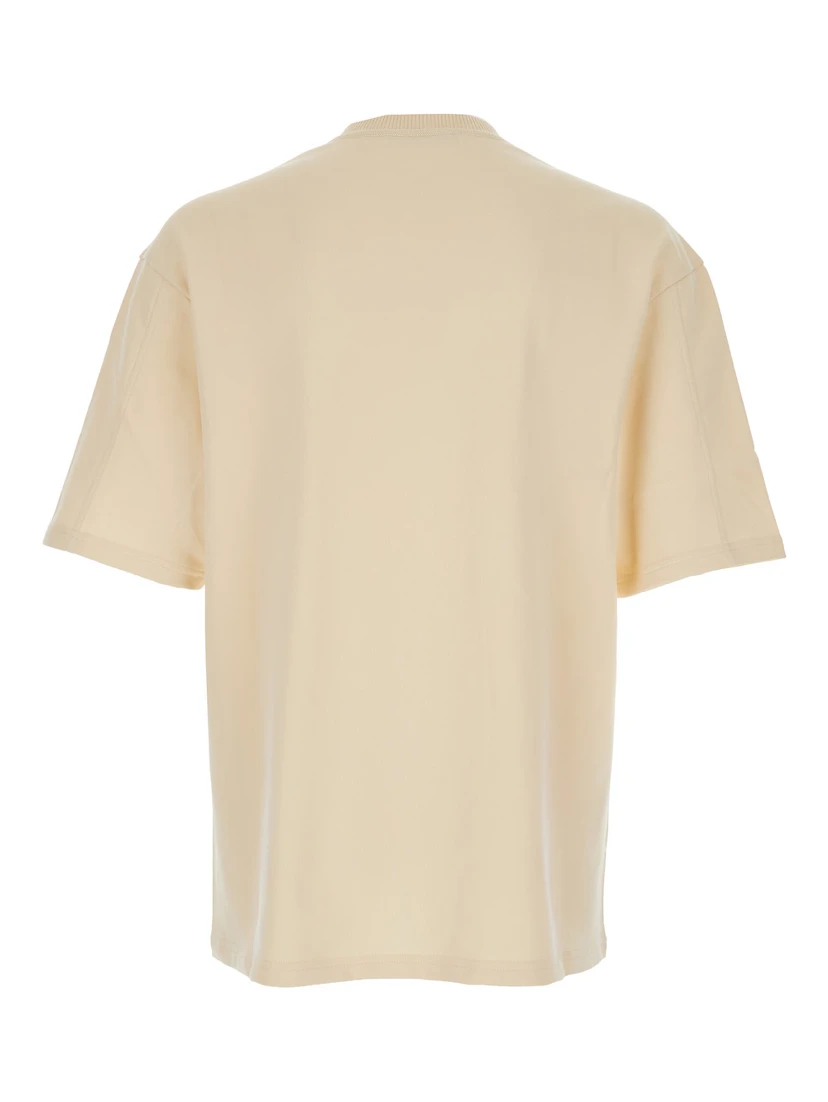 Le T-Shirt Fino Beige T-Shirt with Logo Lettering on the Front in Cotton Man