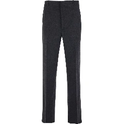 Grey Pants with Belt Loops in Cashmere and SIlk Man