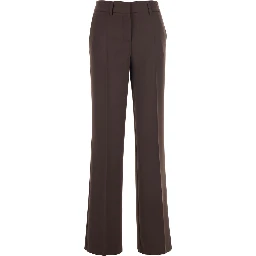 Brown Pants with Belt Loops in Fabric Woman