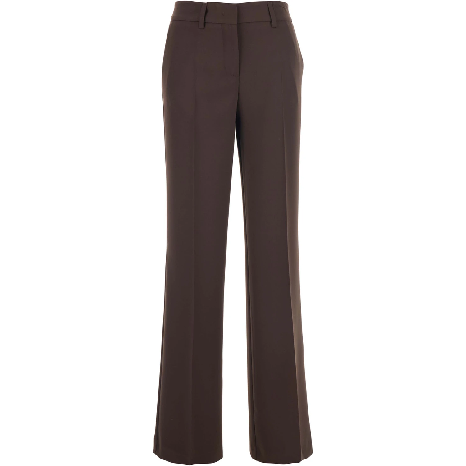 Brown Pants with Belt Loops in Fabric Woman