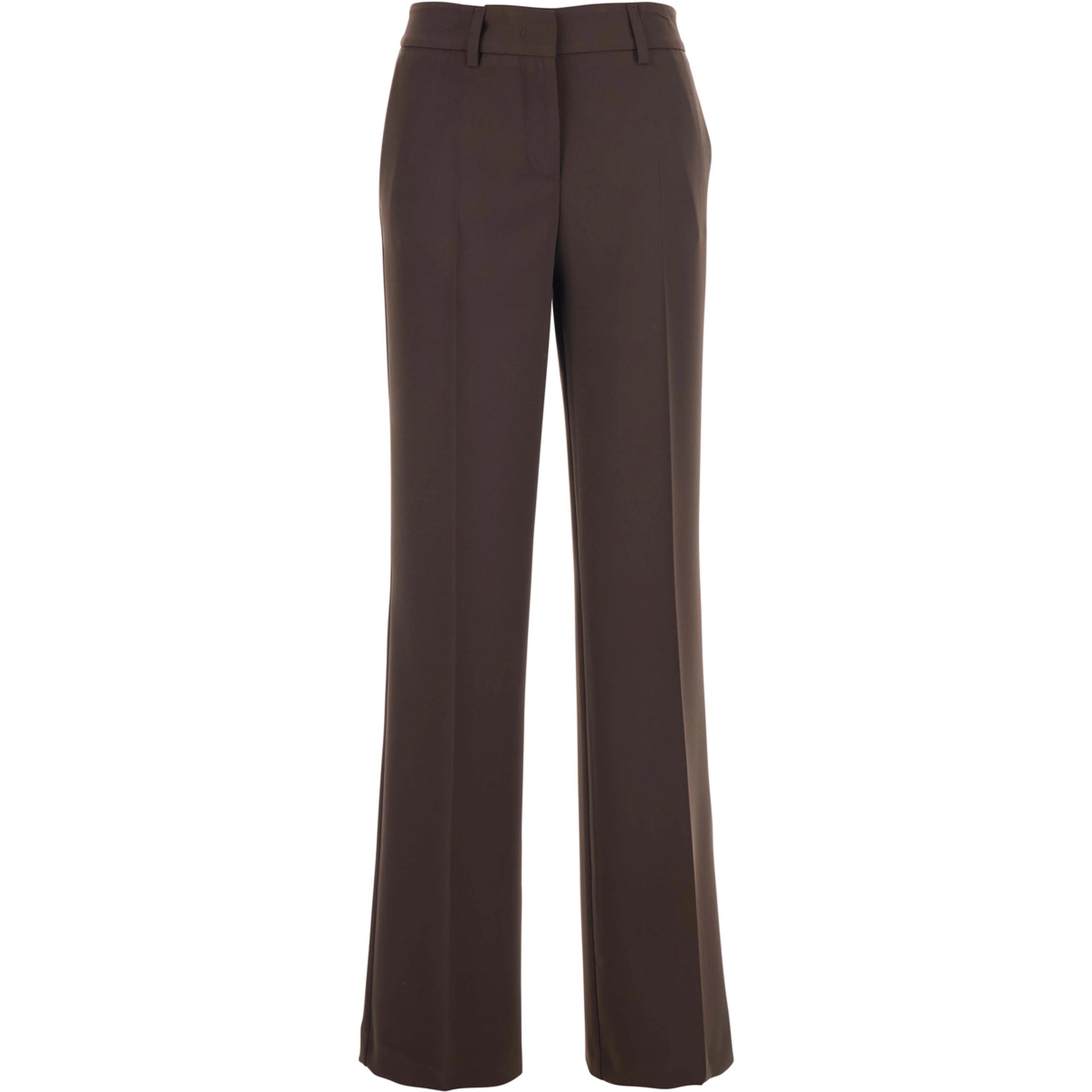 Brown Pants with Belt Loops in Fabric Woman