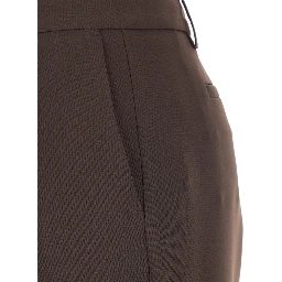 Brown Pants with Belt Loops in Fabric Woman