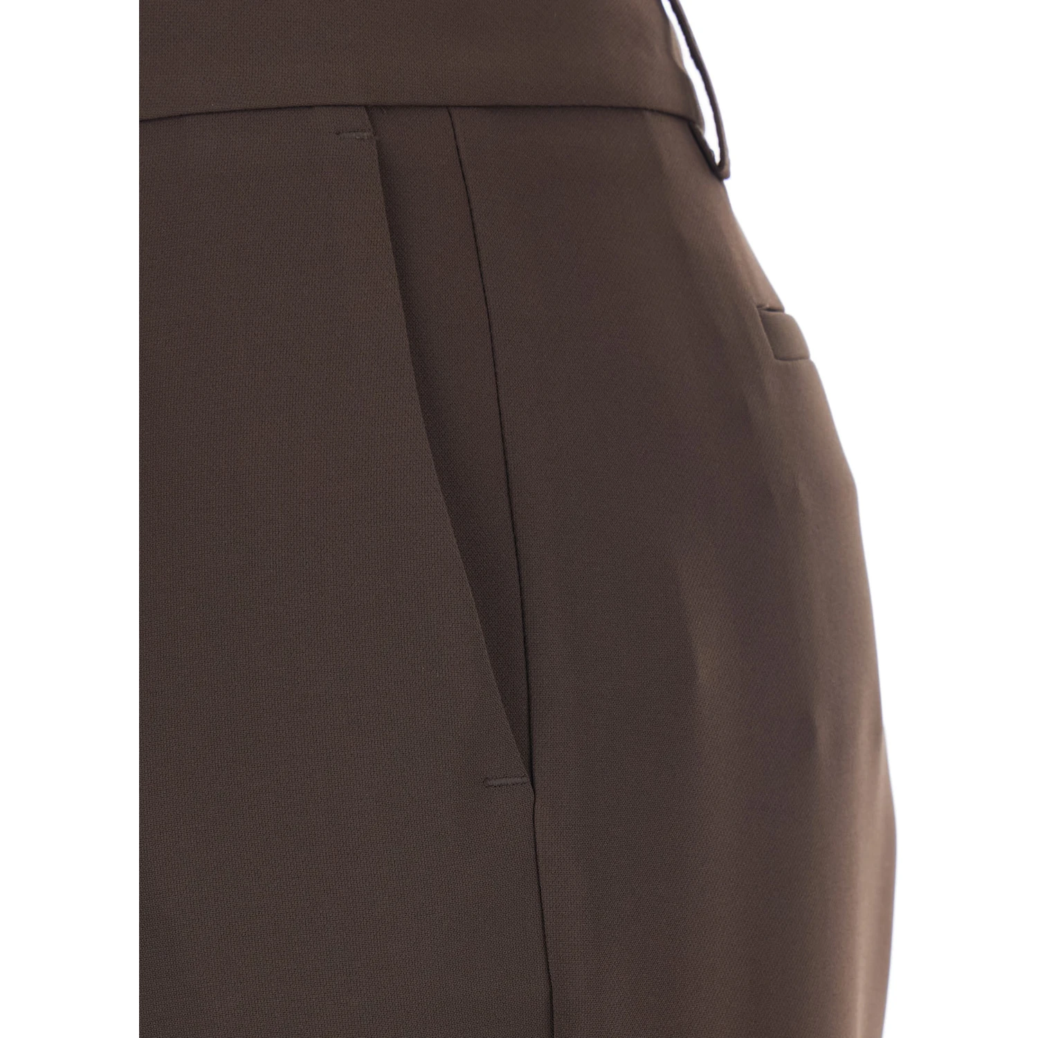Brown Pants with Belt Loops in Fabric Woman