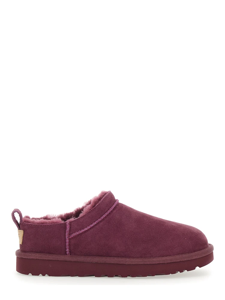 “Classic Micro” Bordeaux Ankle Boots with Logo Embossed in Suede Woman