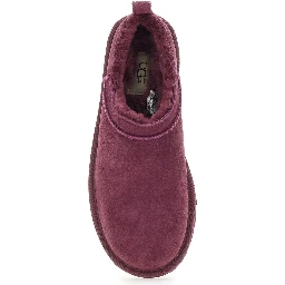 “Classic Micro” Bordeaux Ankle Boots with Logo Embossed in Suede Woman