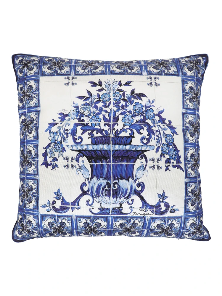 Multicolor Square Cushion with All-Over Floral Print and Side Zip Closure in Cotton Home