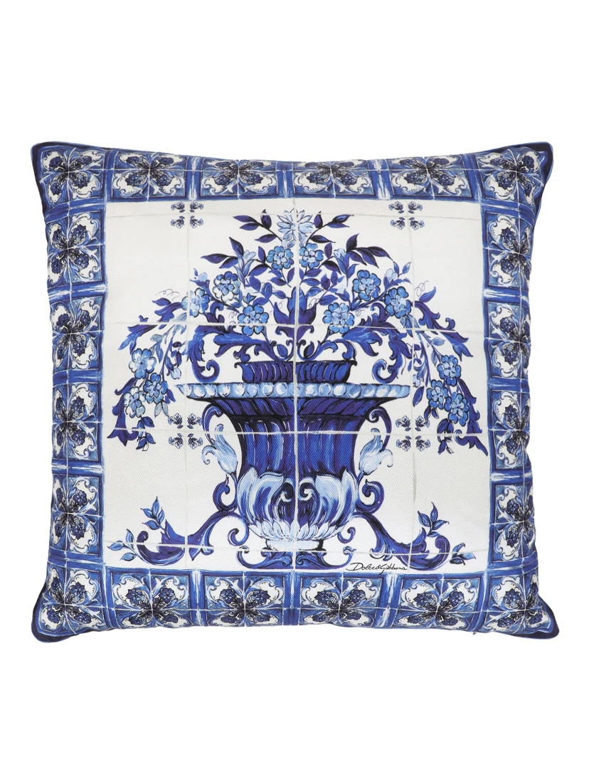 Multicolor Square Cushion with All-Over Floral Print and Side Zip Closure in Cotton Home