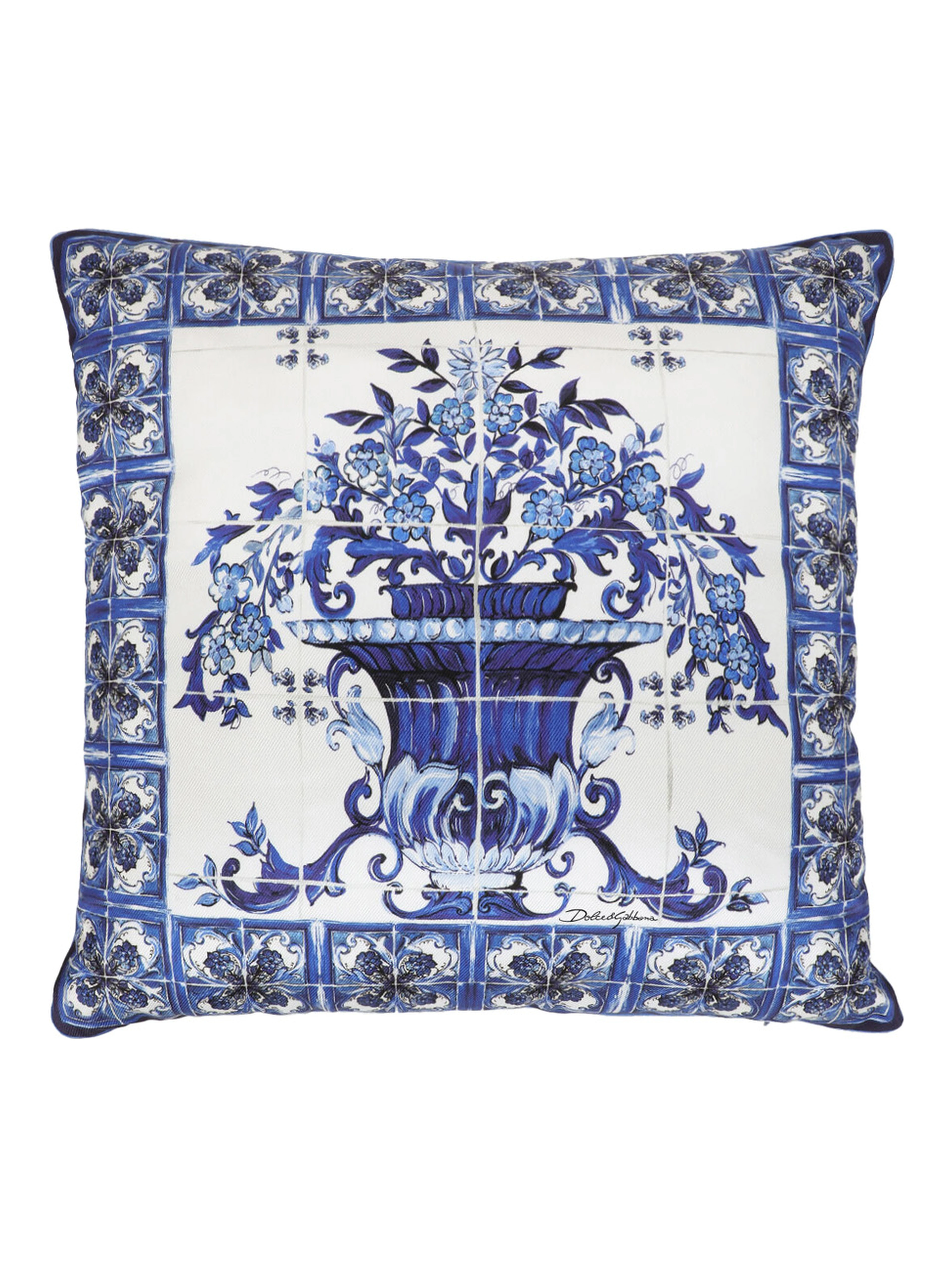 Multicolor Square Cushion with All-Over Floral Print and Side Zip Closure in Cotton Home