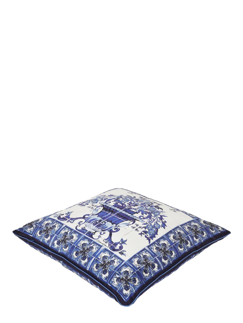 Multicolor Square Cushion with All-Over Floral Print and Side Zip Closure in Cotton Home