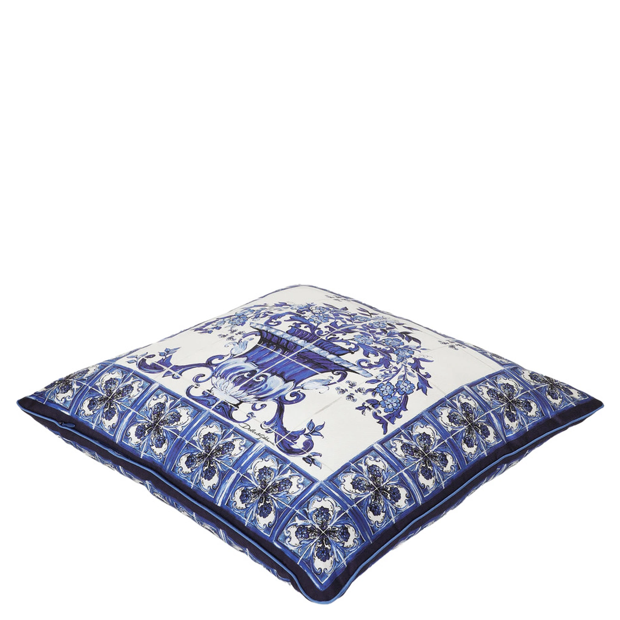 Multicolor Square Cushion with All-Over Floral Print and Side Zip Closure in Cotton Home