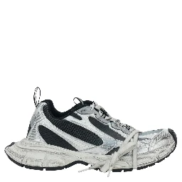 3XL White Low Top Sneakers with Logo Detail in Tech Fabric Man