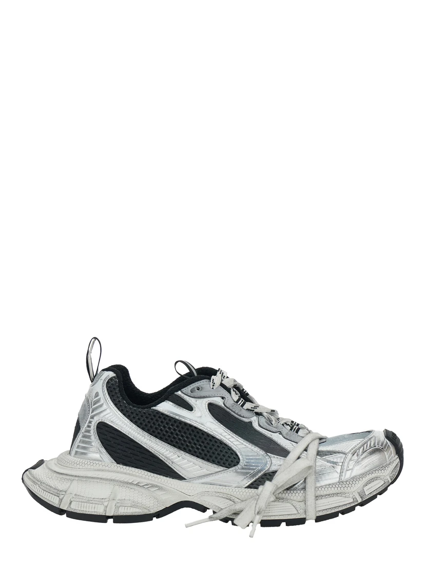 3XL White Low Top Sneakers with Logo Detail in Tech Fabric Man