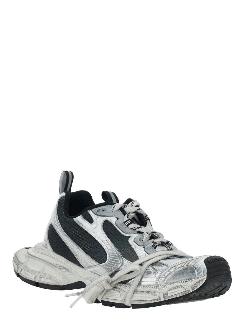 3XL White Low Top Sneakers with Logo Detail in Tech Fabric Man