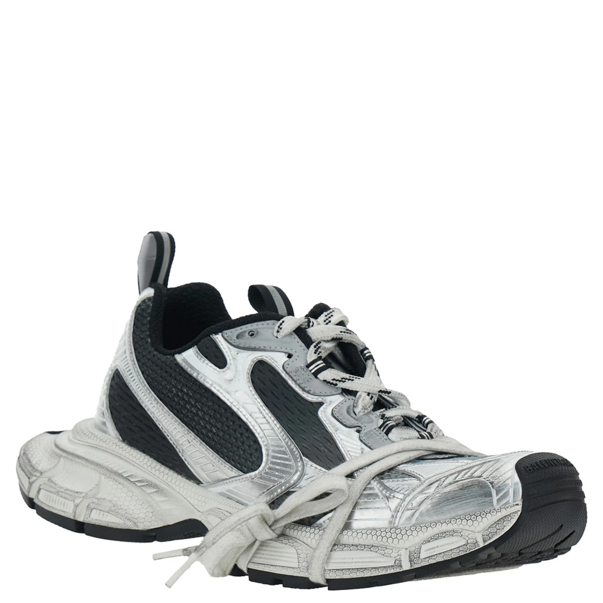 3XL White Low Top Sneakers with Logo Detail in Tech Fabric Man