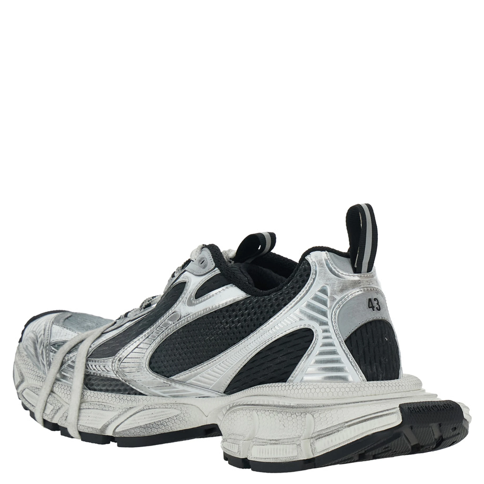 3XL White Low Top Sneakers with Logo Detail in Tech Fabric Man