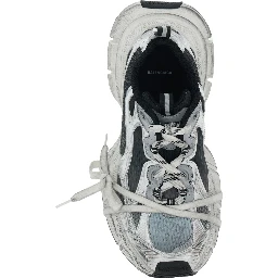 3XL White Low Top Sneakers with Logo Detail in Tech Fabric Man