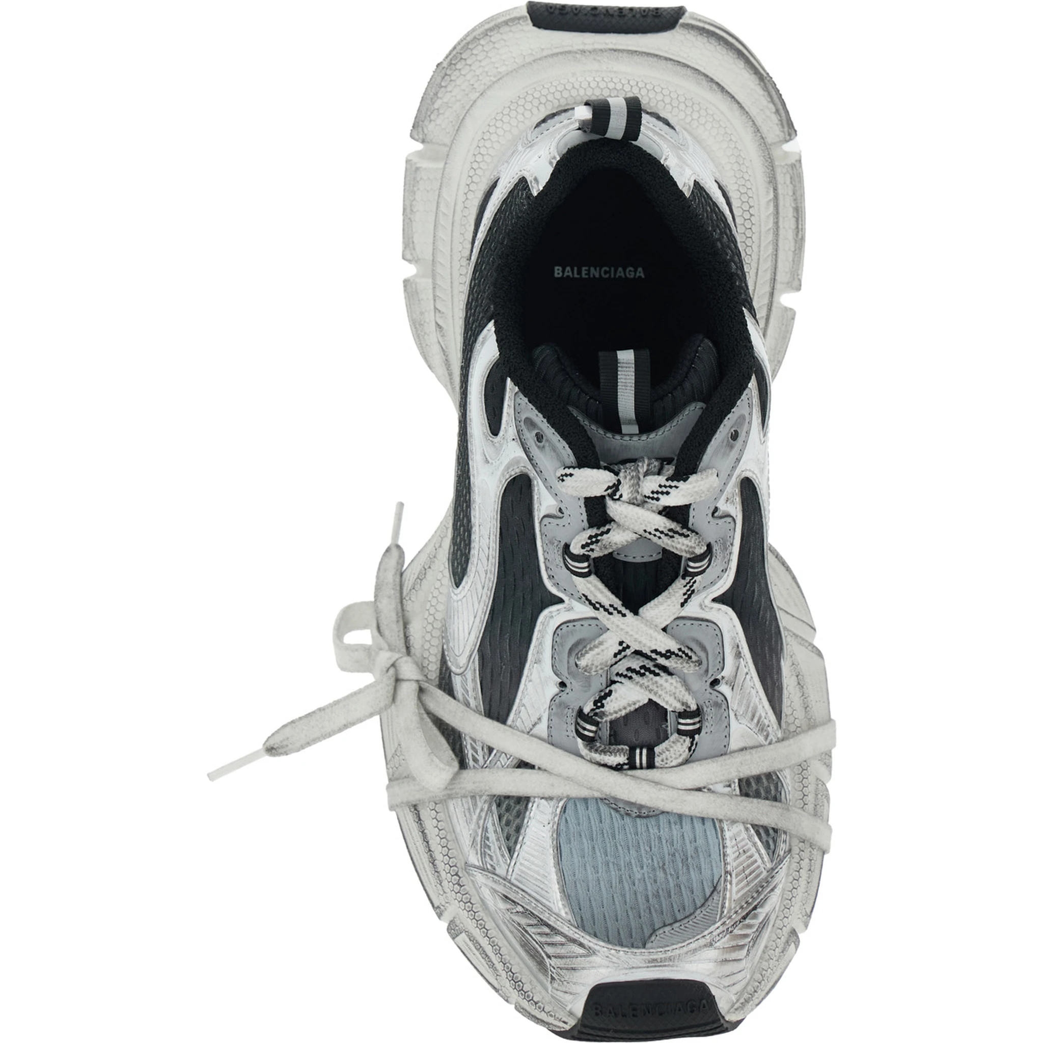 3XL White Low Top Sneakers with Logo Detail in Tech Fabric Man