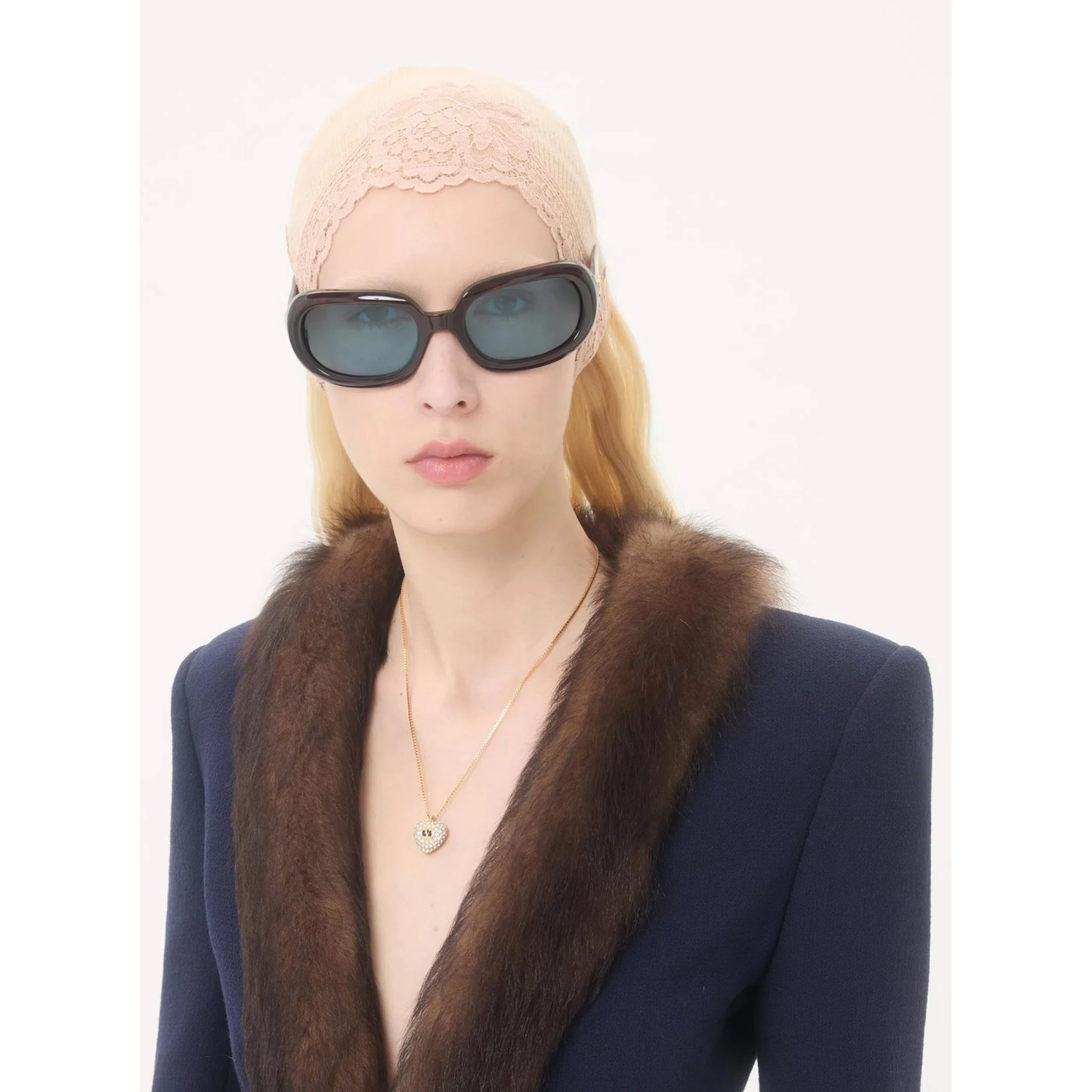 Coeur Royal Gold Coloured Necklace with Heart Pendant with Crystals in Metal and Crystals Woman