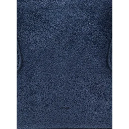 Boat Wide Mini Blue Shoulder Bag with Round Handles in Suede Woman