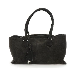 Shell Brot Brown Shopper with Two Handles and Key Pendant in Suede Woman