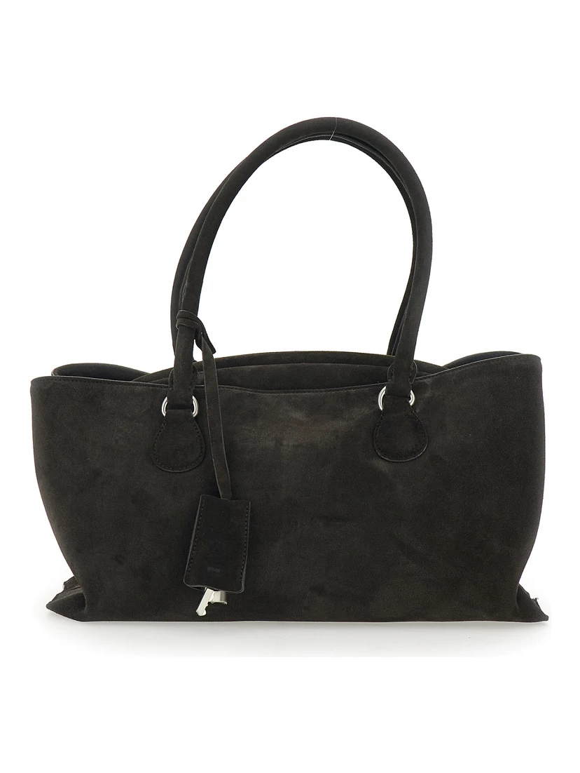 Shell Brot Brown Shopper with Two Handles and Key Pendant in Suede Woman