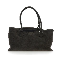 Shell Brot Brown Shopper with Two Handles and Key Pendant in Suede Woman