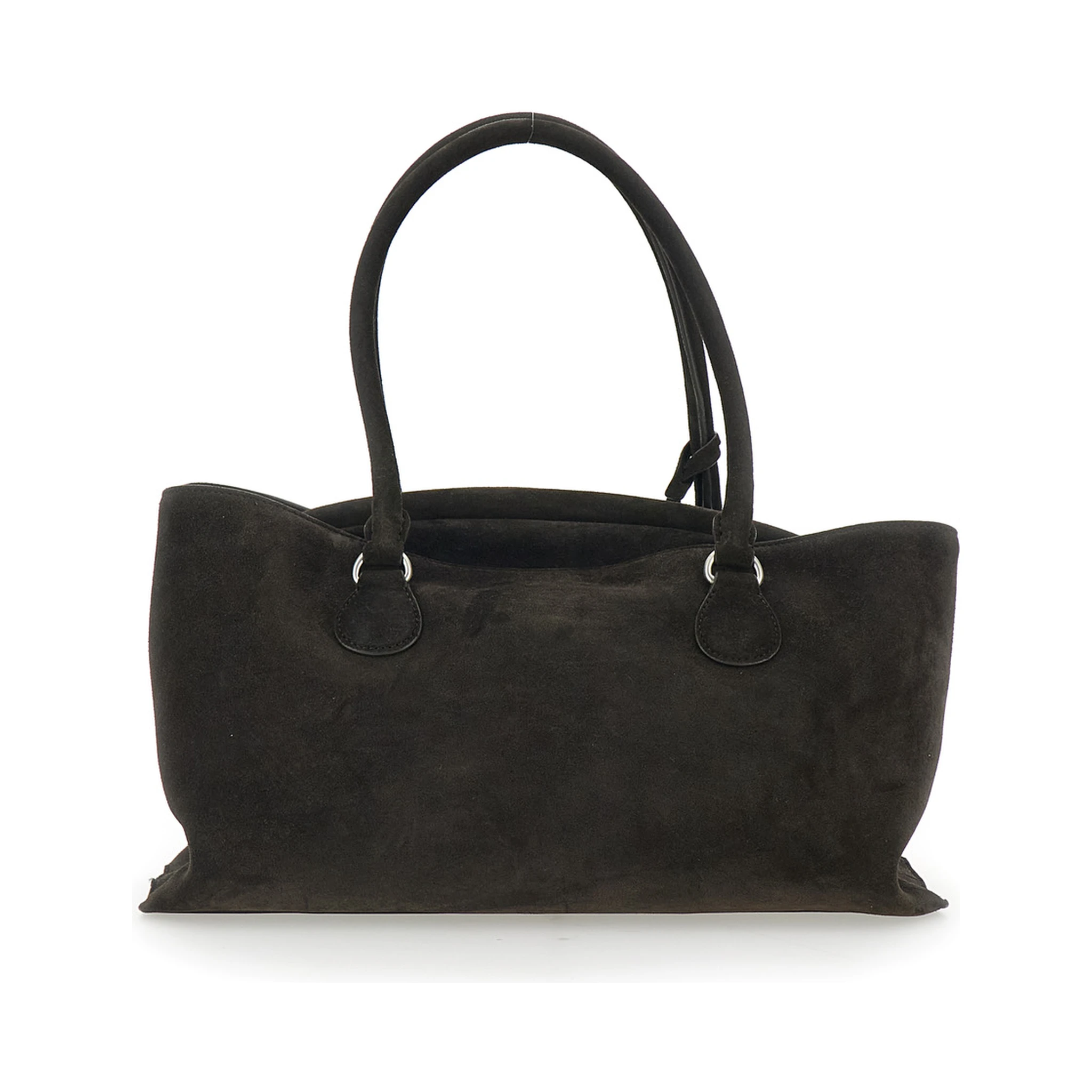 Shell Brot Brown Shopper with Two Handles and Key Pendant in Suede Woman