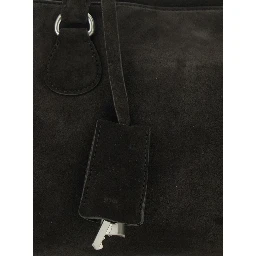 Shell Brot Brown Shopper with Two Handles and Key Pendant in Suede Woman