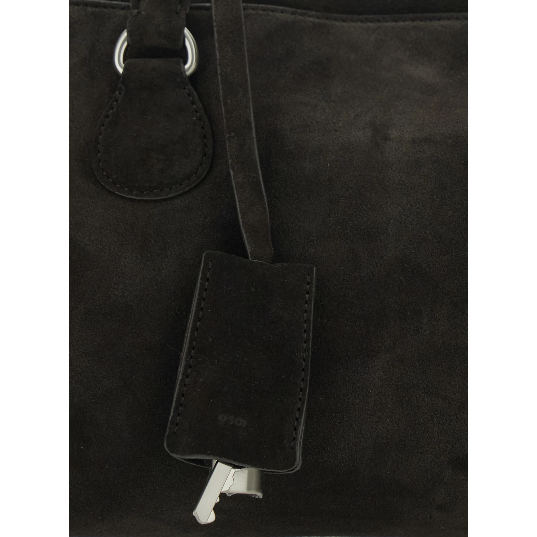 Shell Brot Brown Shopper with Two Handles and Key Pendant in Suede Woman