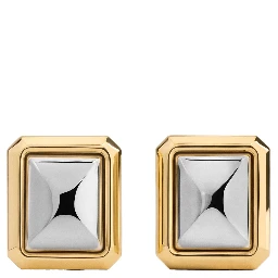 Les Pendants Carre Metallic Earings with Rear Closure and Square Design in Brass Woman