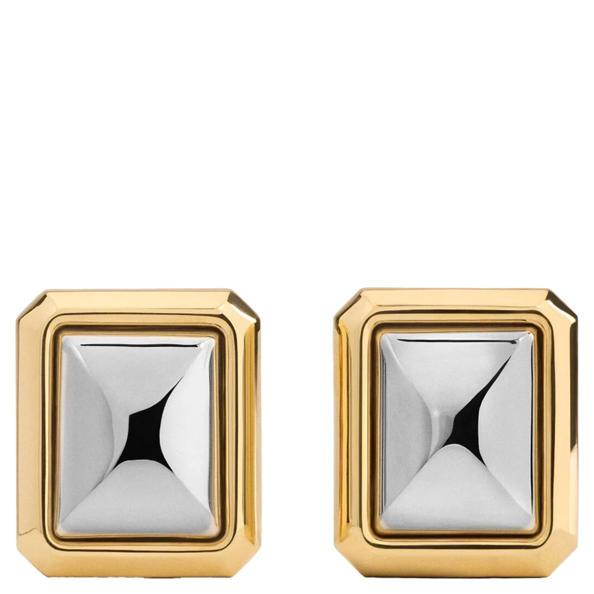 Les Pendants Carre Metallic Earings with Rear Closure and Square Design in Brass Woman