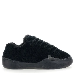 Vamp Skate Black Low-Top Sneaker with Front Logo in Velvet Man