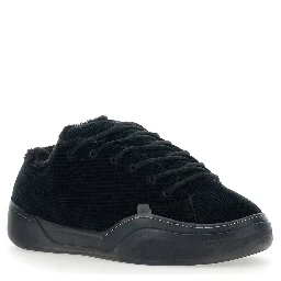 Vamp Skate Black Low-Top Sneaker with Front Logo in Velvet Man