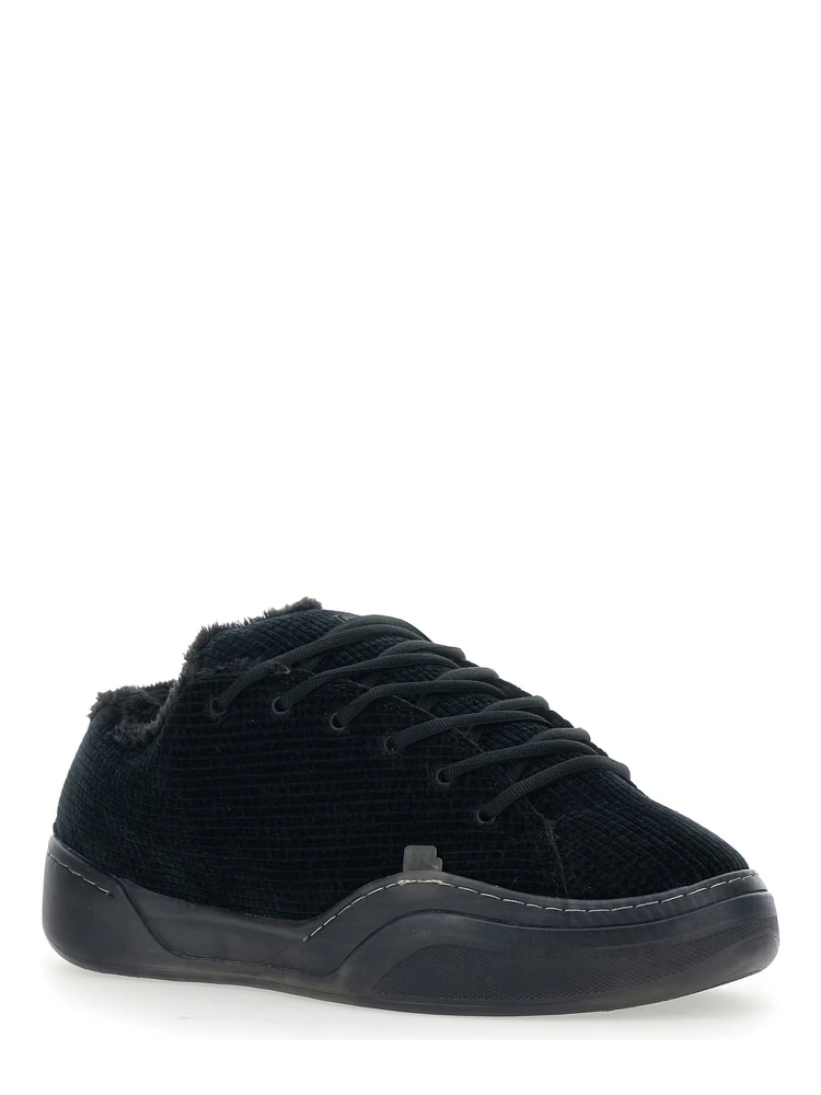 Vamp Skate Black Low-Top Sneaker with Front Logo in Velvet Man alternative