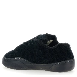 Vamp Skate Black Low-Top Sneaker with Front Logo in Velvet Man