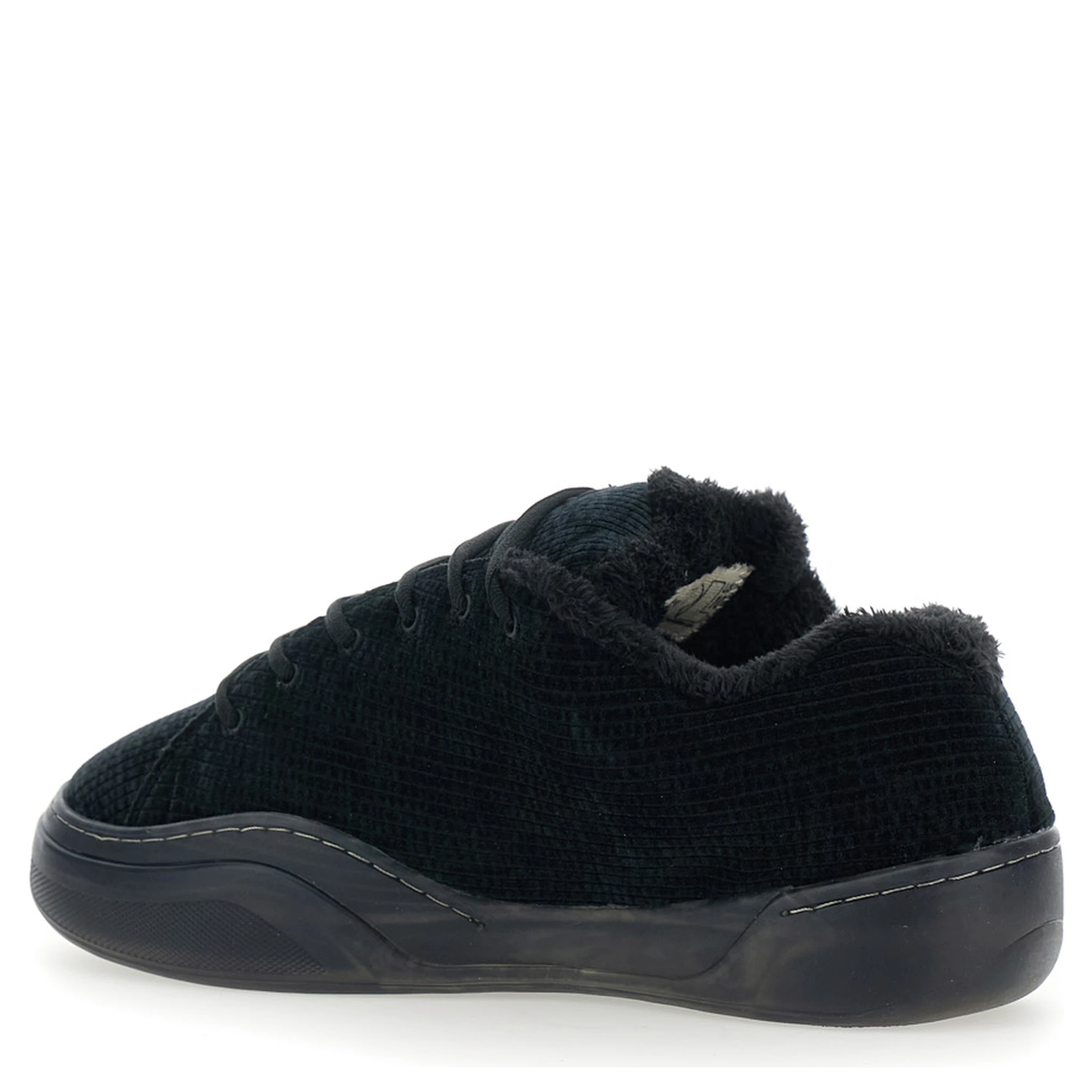 Vamp Skate Black Low-Top Sneaker with Front Logo in Velvet Man