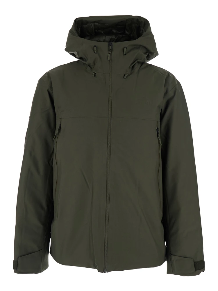 Green Jacket with Drawstring Hood in Tech Fabric Man