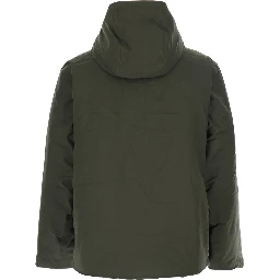Green Jacket with Drawstring Hood in Tech Fabric Man