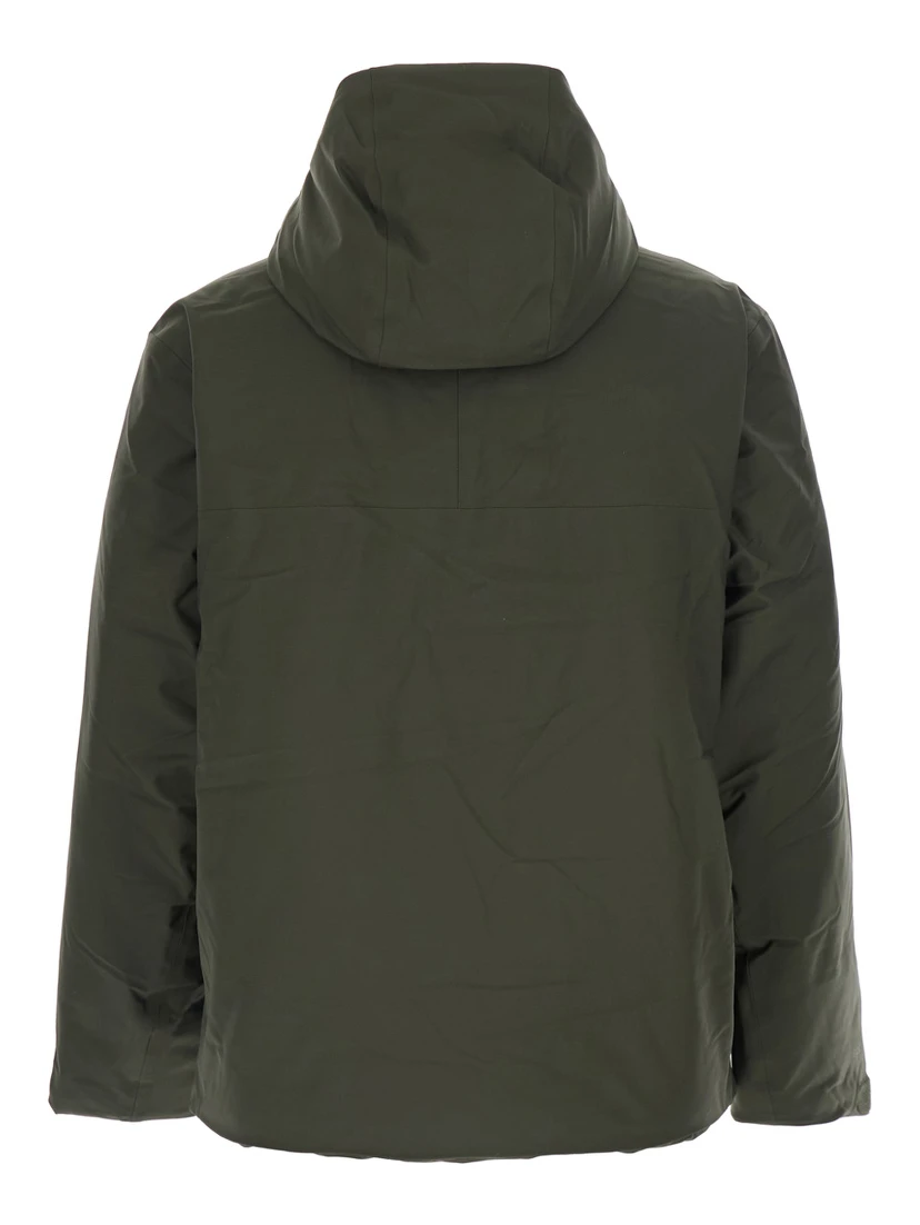 Green Jacket with Drawstring Hood in Tech Fabric Man
