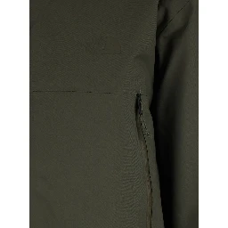 Green Jacket with Drawstring Hood in Tech Fabric Man