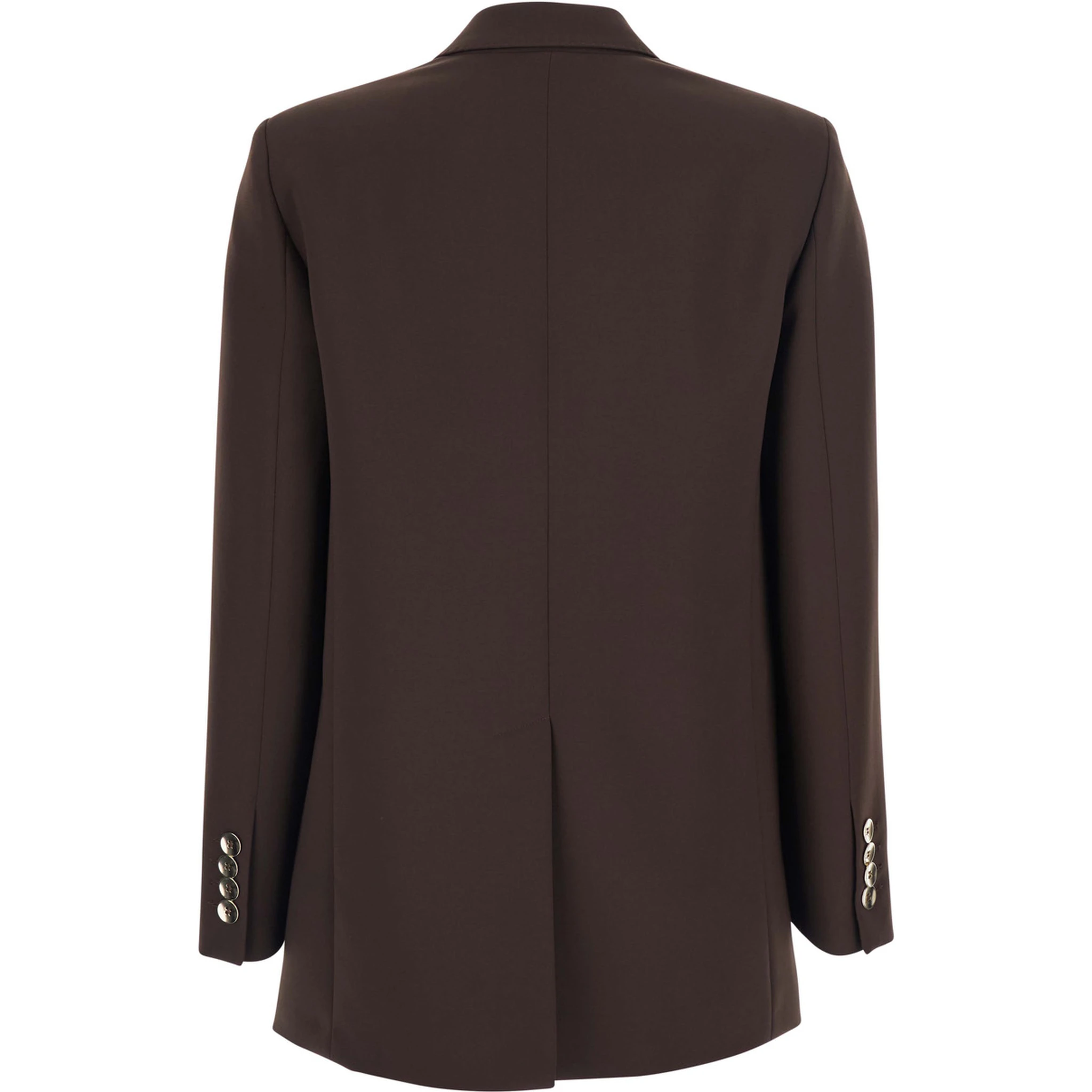 Brown Double-Breasted Jacket with Peak Revers in Wool Blend Woman